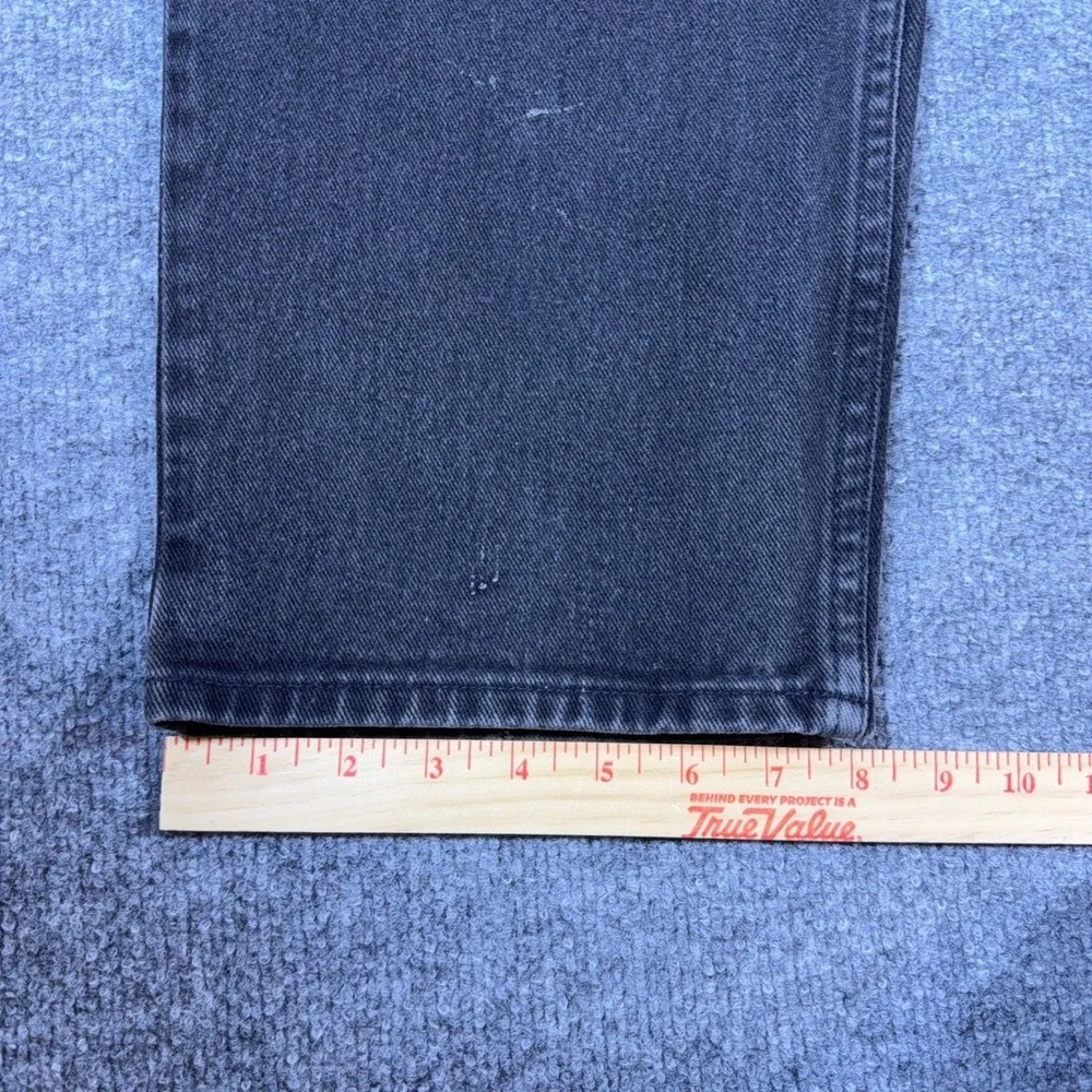 Tommy Hilfiger Vintage Mens Jeans Faded Black Straight Leg Flag Logo Denim 36x34